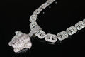 XXL MEDUSA Pendant 14mm MARINER BAGUETTE 86.7ct Lab Sim VVS1 Diamond Necklace SET
