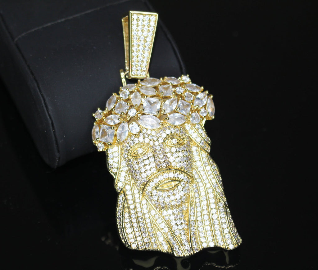 Large JESUS Pendant 9.5ct BAGUETTE Lab Sim VVS Diamond