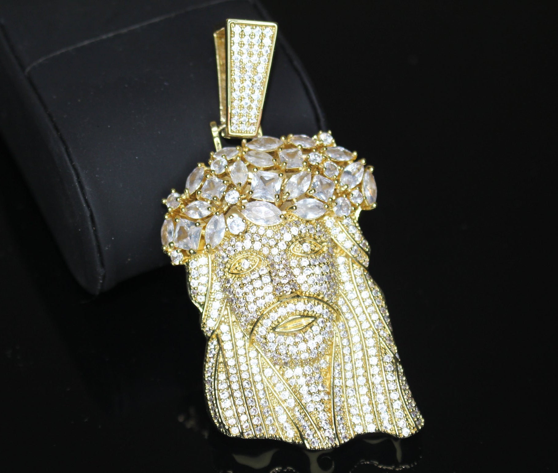 Large JESUS Pendant 9.5ct BAGUETTE Lab Sim VVS Diamond