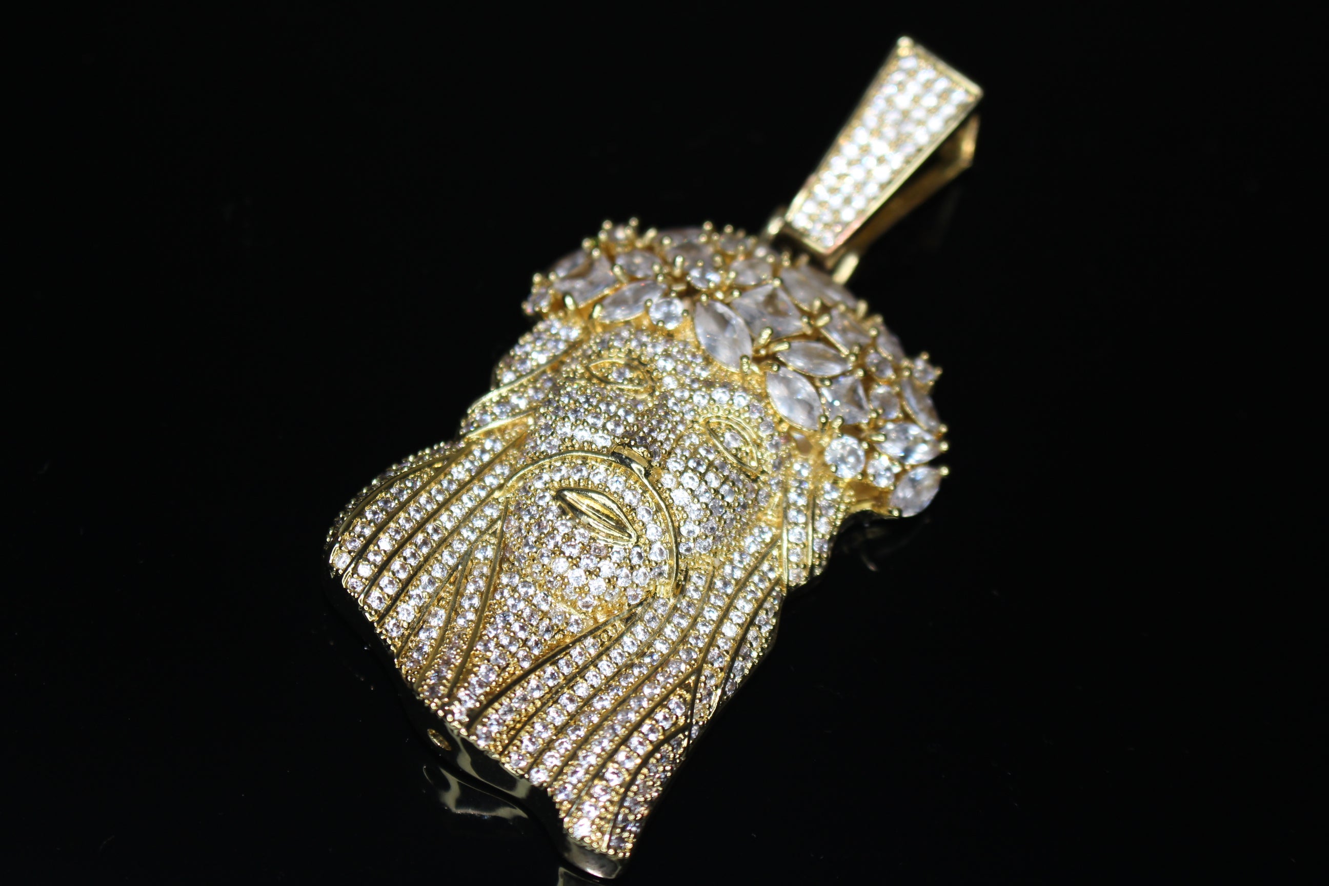 Large JESUS Pendant 9.5ct BAGUETTE Lab Sim VVS Diamond