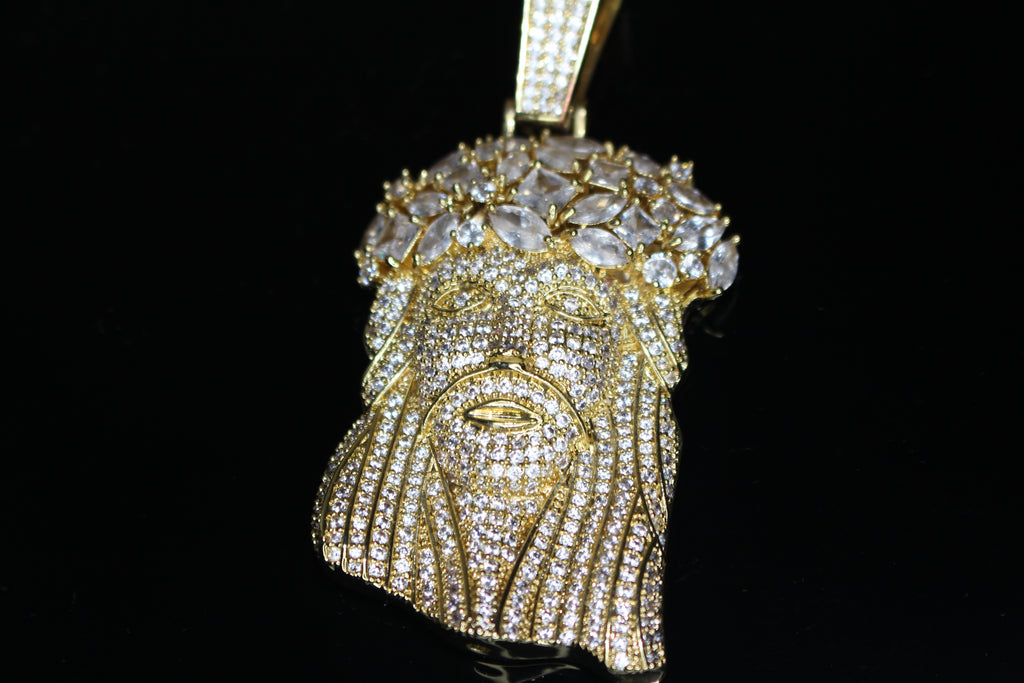 Large JESUS Pendant 9.5ct BAGUETTE Lab Sim VVS Diamond