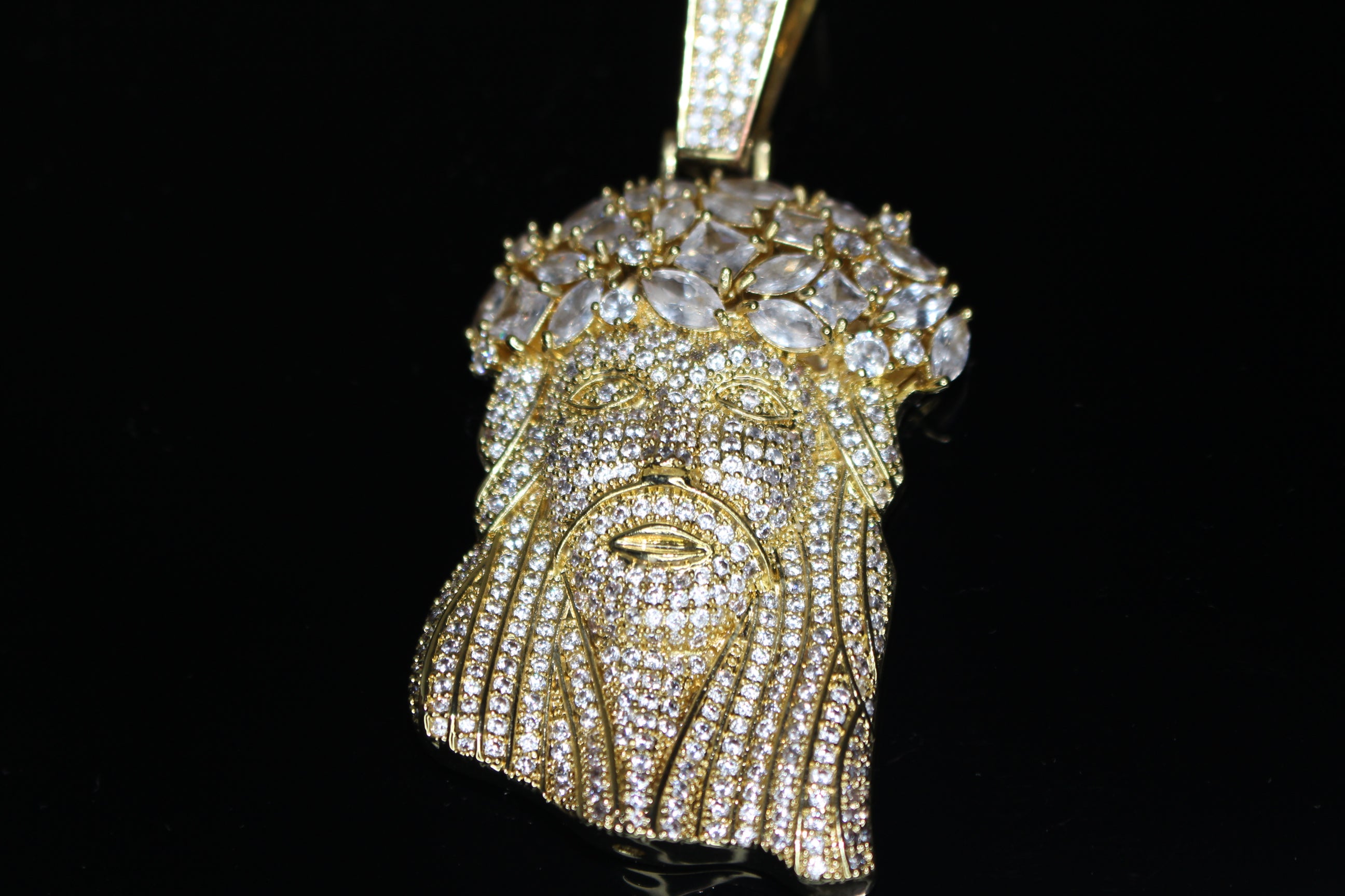 Large JESUS Pendant 9.5ct BAGUETTE Lab Sim VVS Diamond