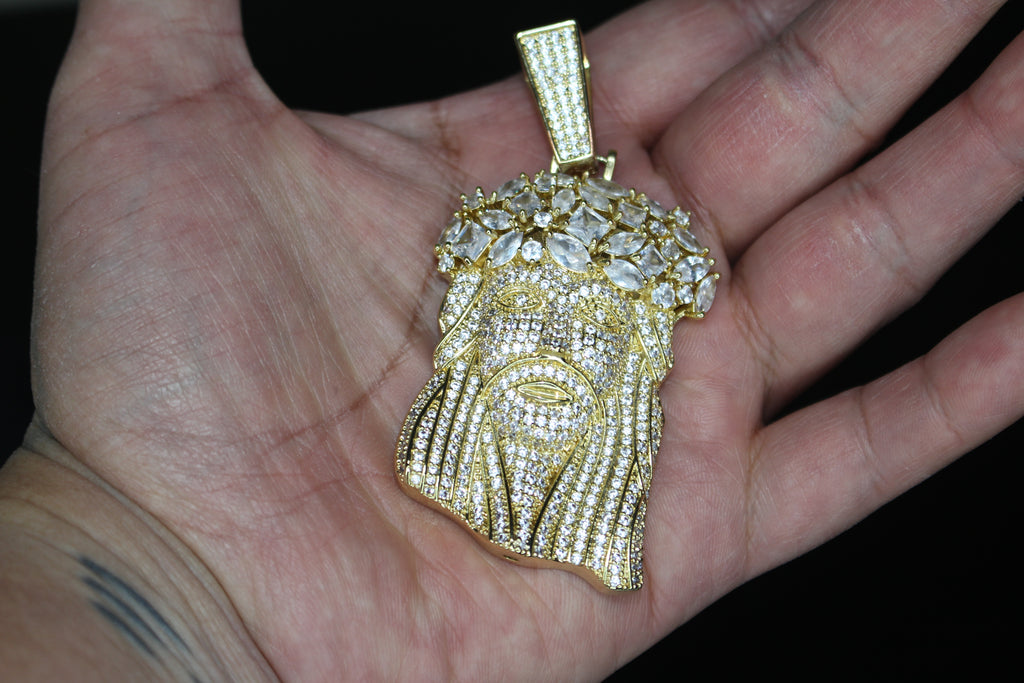 Large JESUS Pendant 9.5ct BAGUETTE Lab Sim VVS Diamond