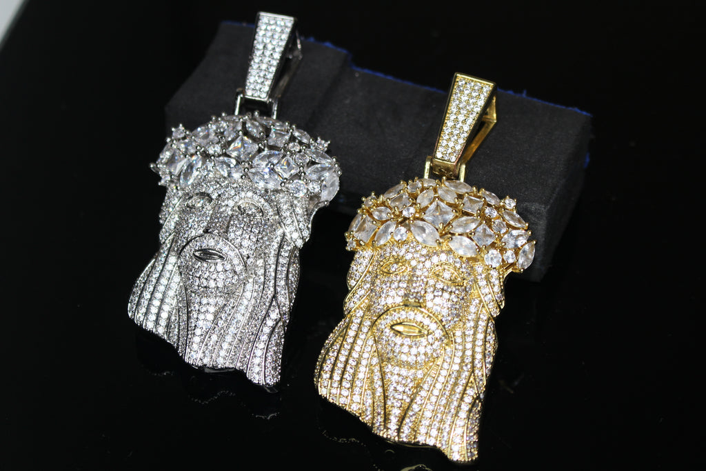 Large JESUS Pendant 9.5ct BAGUETTE Lab Sim VVS Diamond