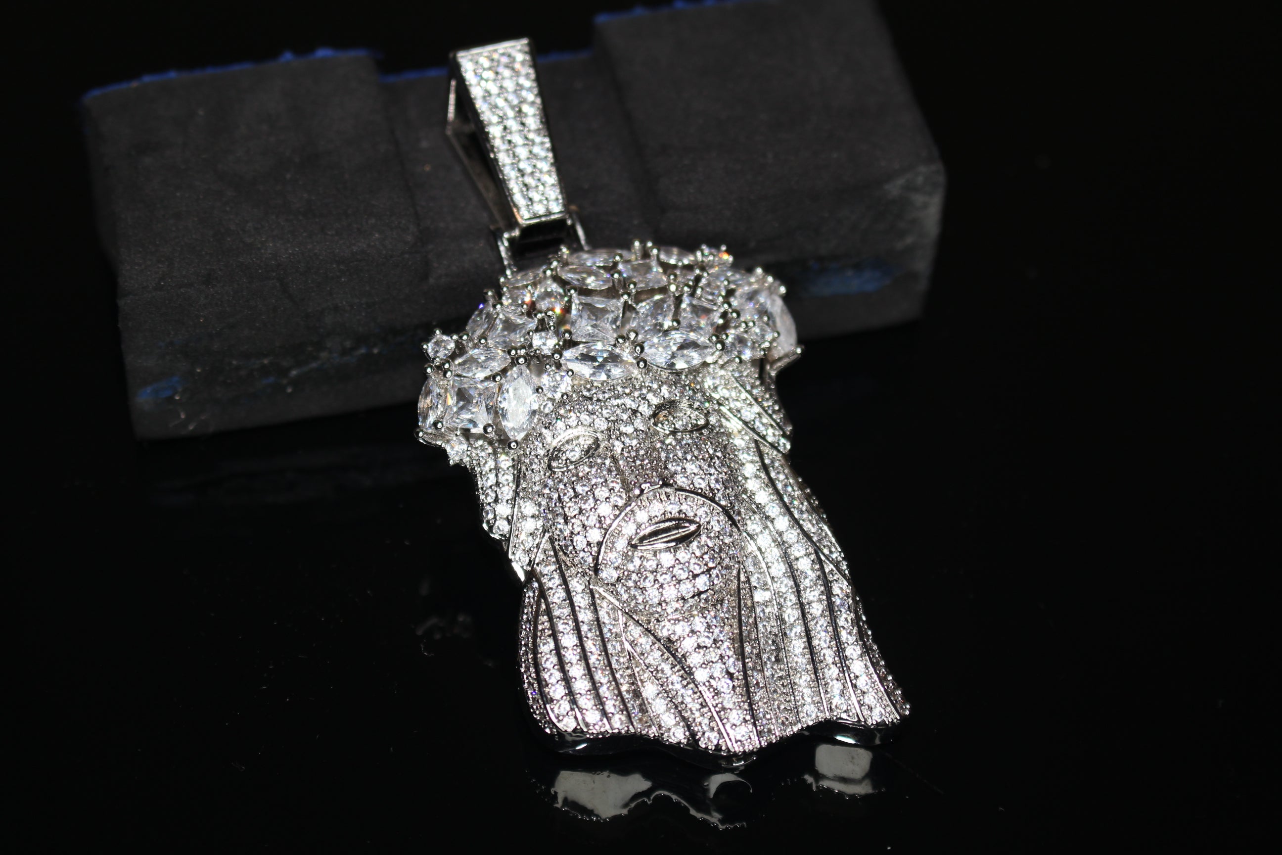 Large Jesus Pendant 79.8ct Lab Sim VVS1 Diamond Tennis Chain