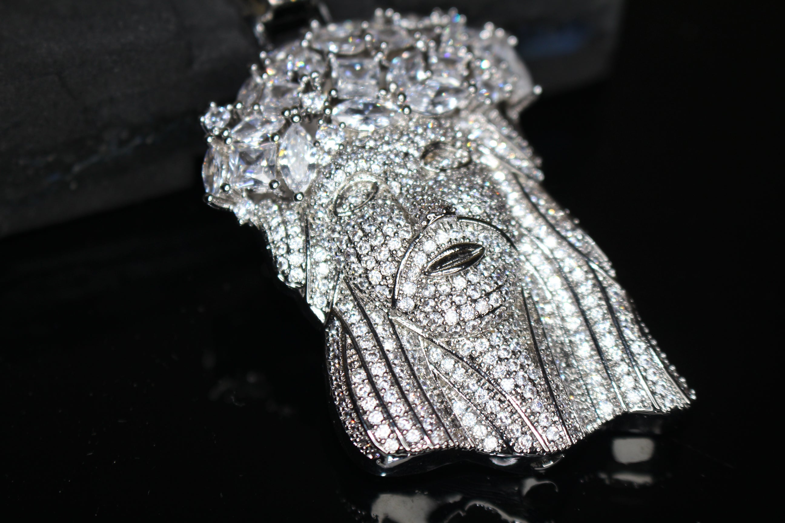 Large Jesus Pendant 79.8ct Lab Sim VVS1 Diamond Tennis Chain