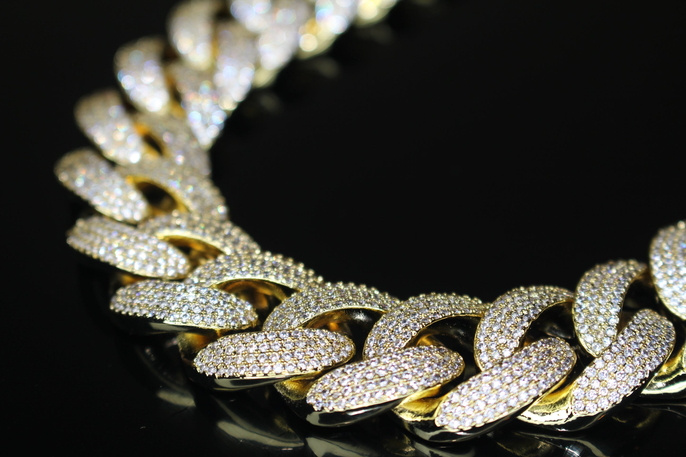 20mm Cuban Miami 82.6ctw Lab Sim VVS1 Diamond Necklace GOLD