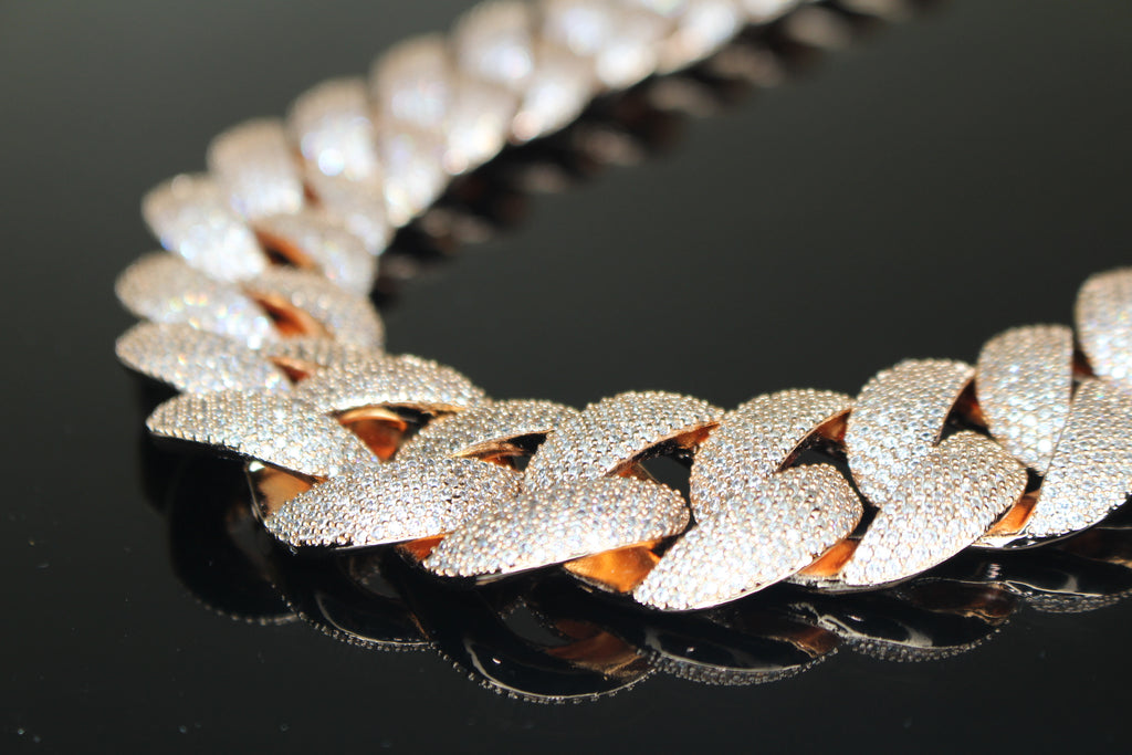 24mm Cuban Miami 186ct Lab Sim VVS1 Diamond Necklace - ROSE GOLD