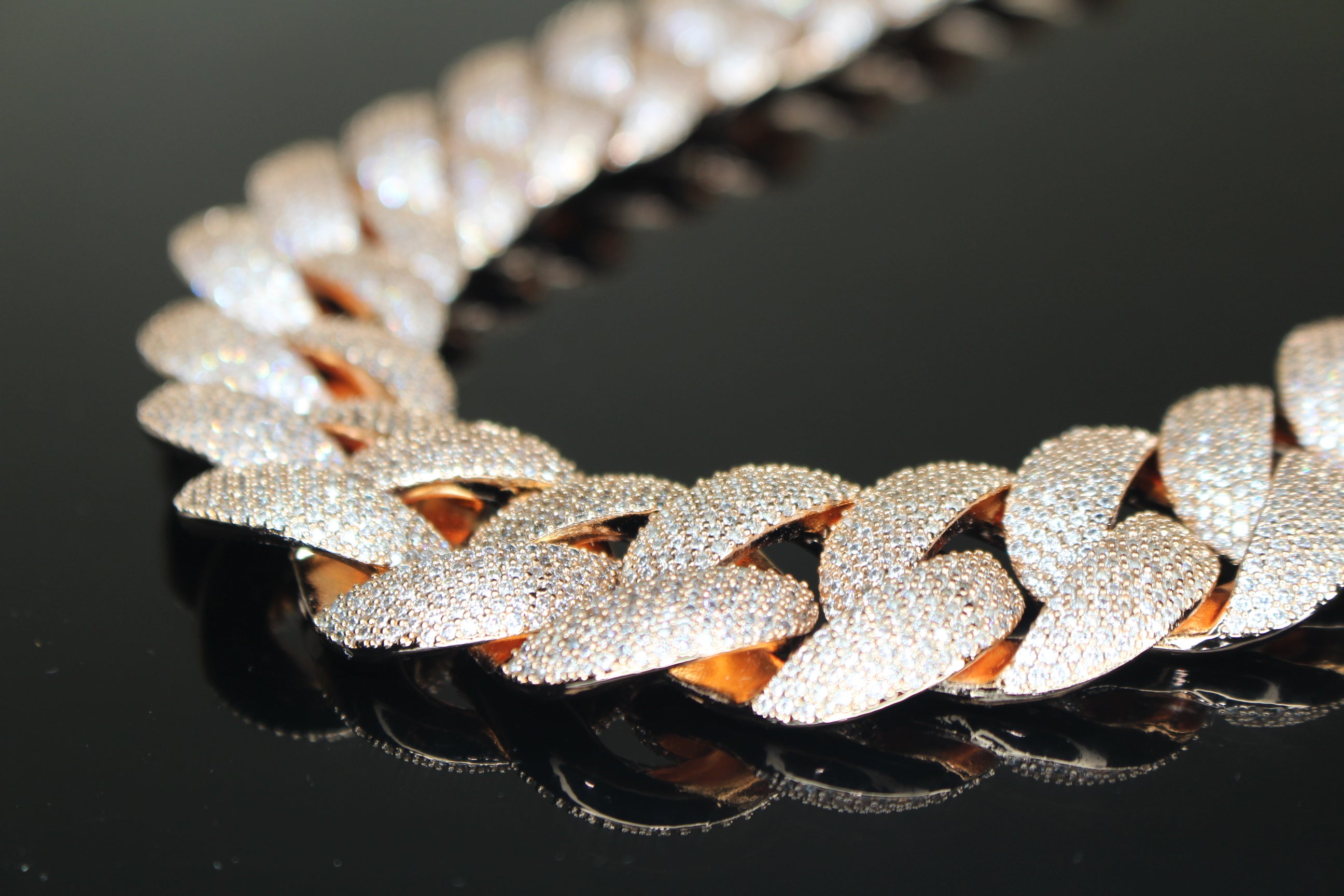 24mm Cuban Miami 186ct Lab Sim VVS1 Diamond Necklace - ROSE GOLD