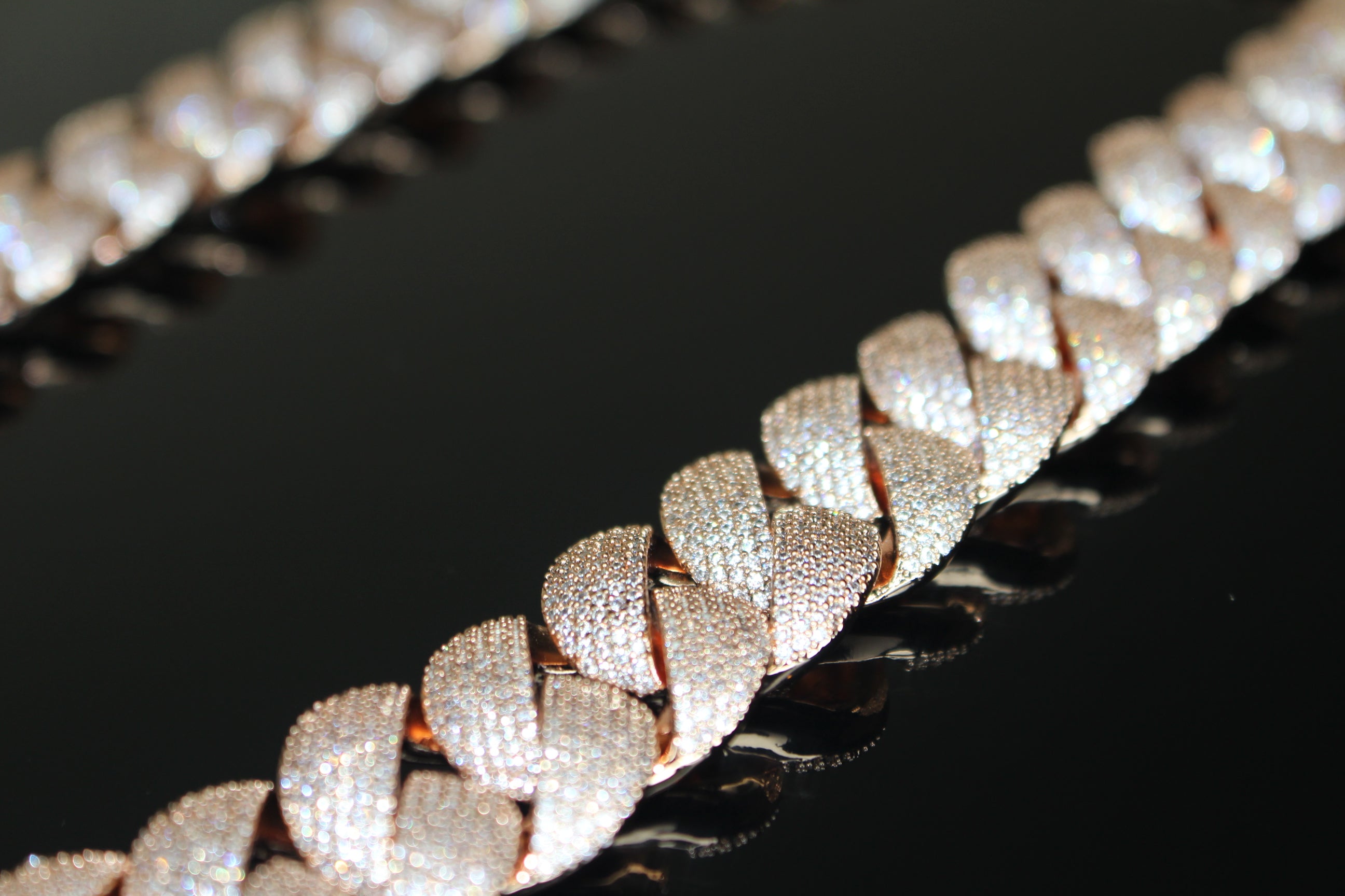 24mm Cuban Miami 186ct Lab Sim VVS1 Diamond Necklace - ROSE GOLD