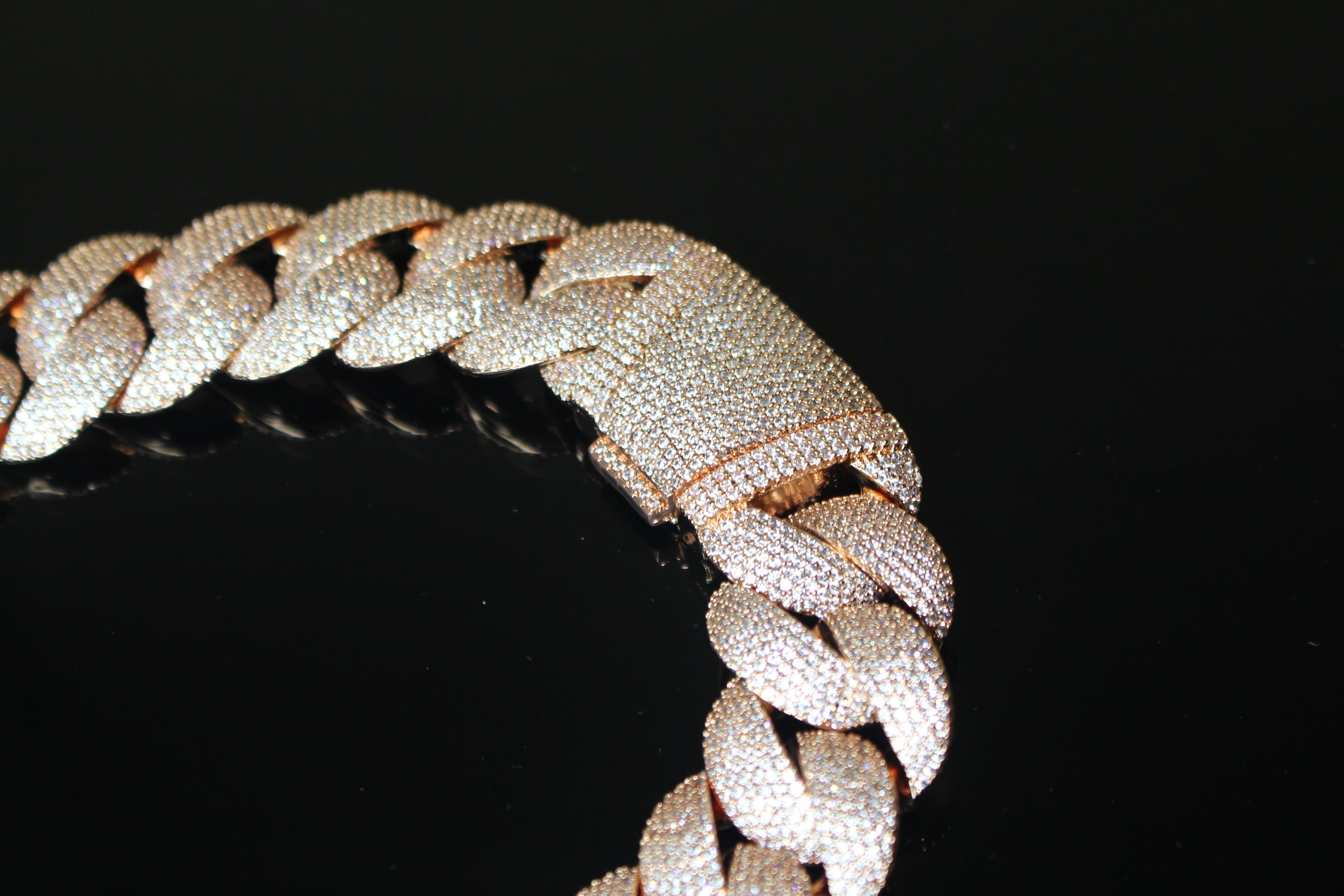 24mm Cuban Miami 186ct Lab Sim VVS1 Diamond Necklace - ROSE GOLD