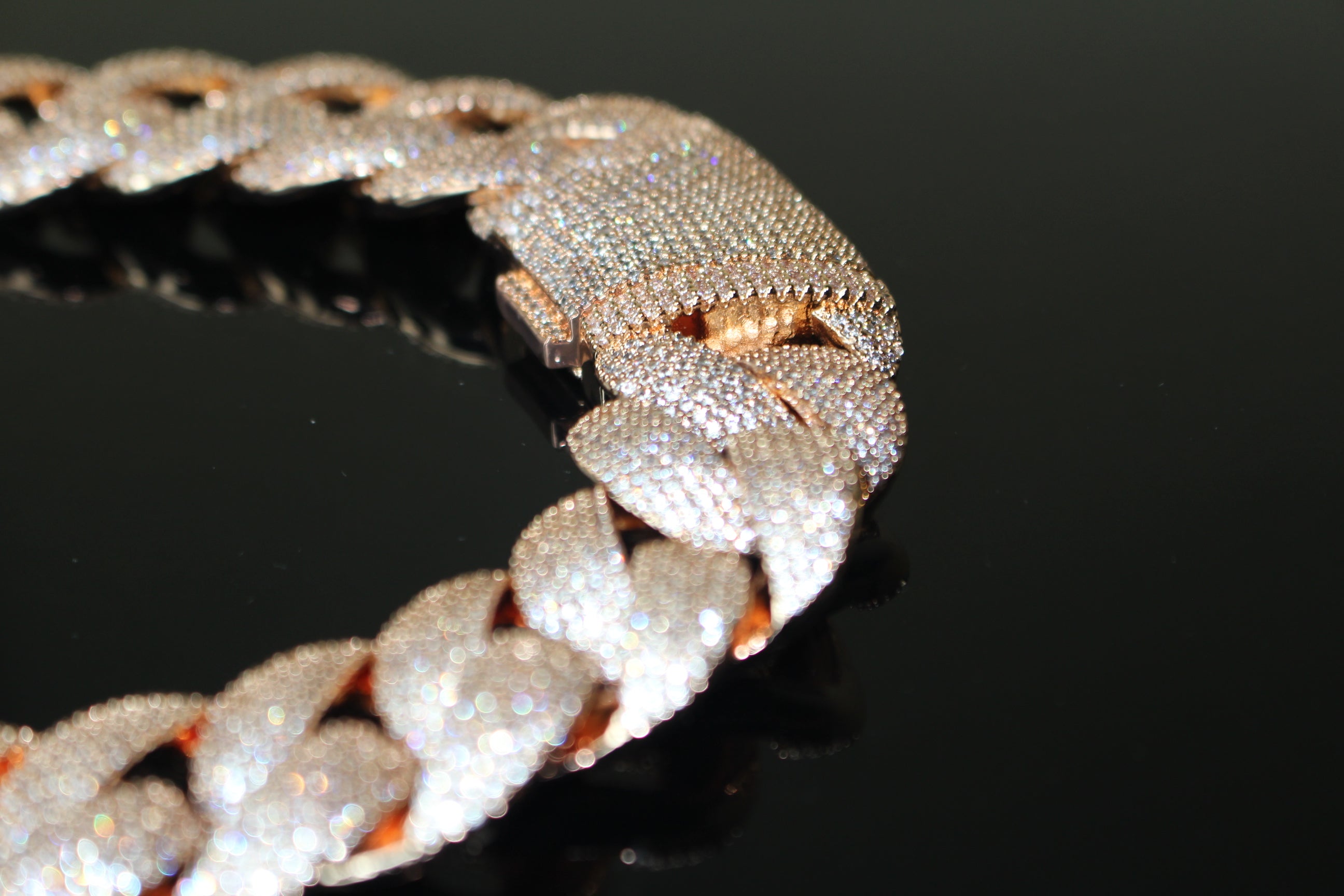 24mm Cuban Miami 186ct Lab Sim VVS1 Diamond Necklace - ROSE GOLD