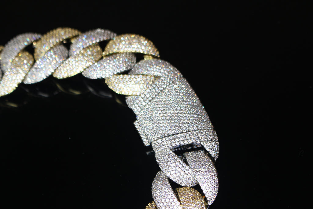 24mm Cuban Miami 186ct Lab Sim VVS1 Diamond Necklace - 2Tone Gold