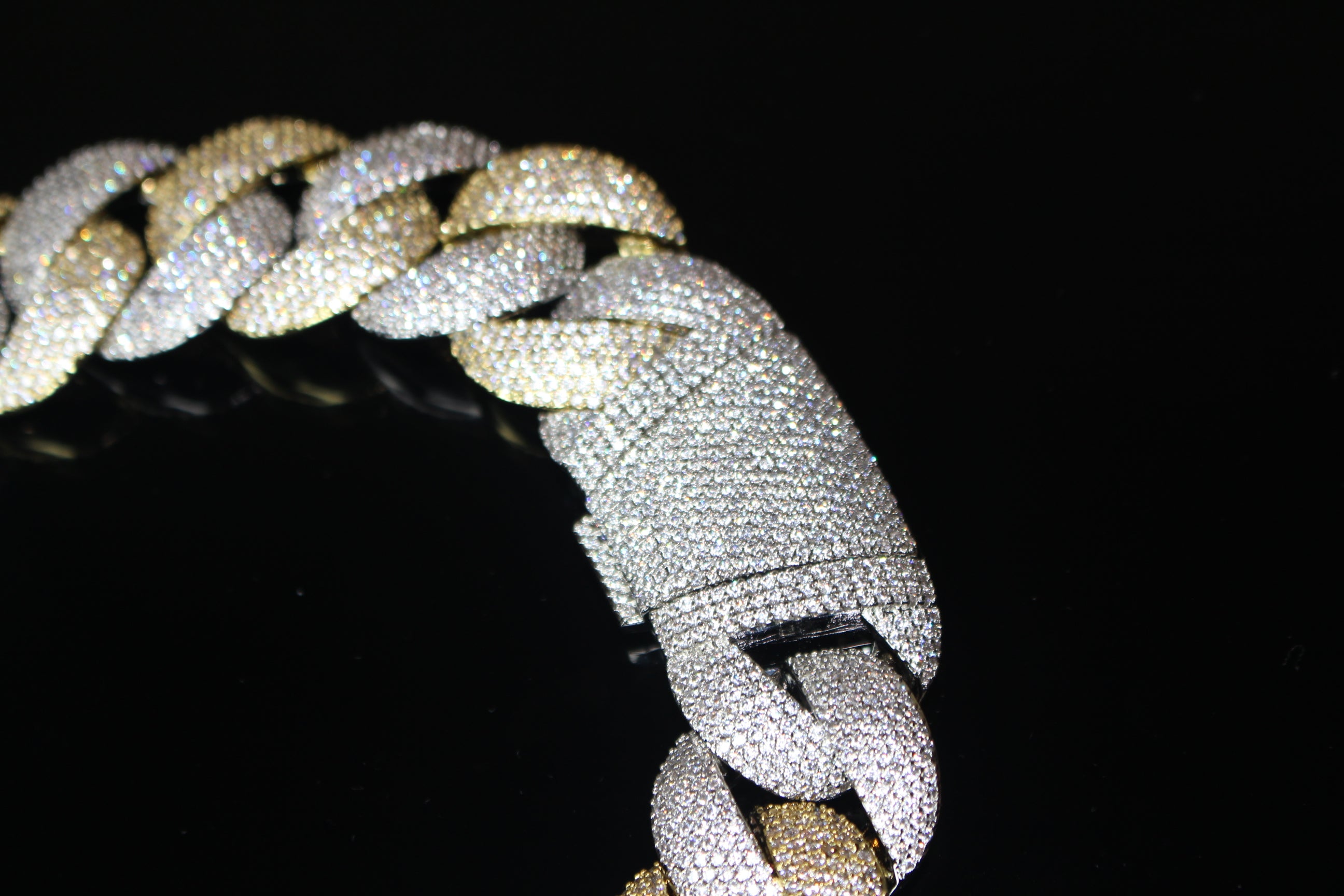 24mm Cuban Miami 186ct Lab Sim VVS1 Diamond Necklace - 2Tone Gold