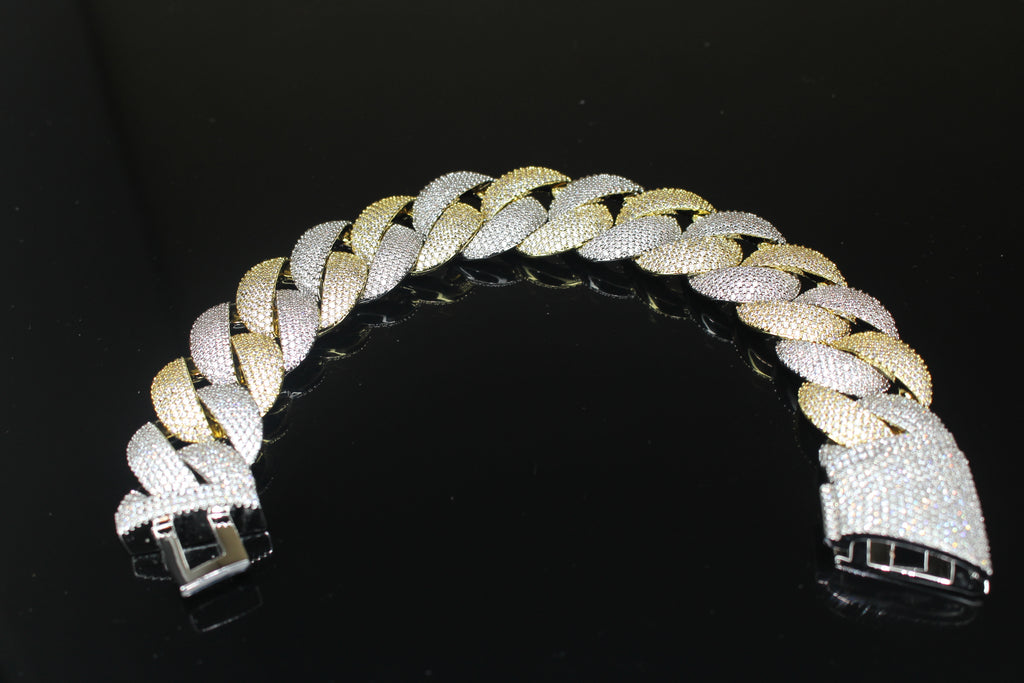 24mm XXL Cuban Miami 68.2ctw Lab Sim VVS1 Diamonds Bracelet - 2Tone Gold