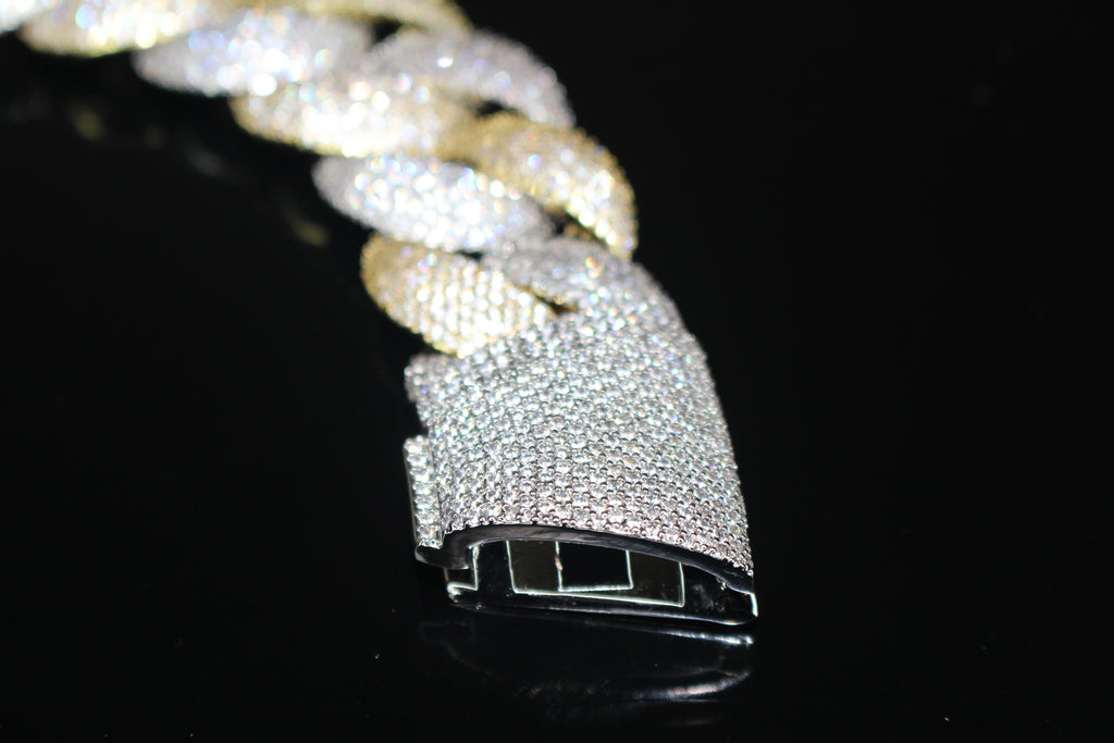 24mm XXL Cuban Miami 68.2ctw Lab Sim VVS1 Diamonds Bracelet - 2Tone Gold