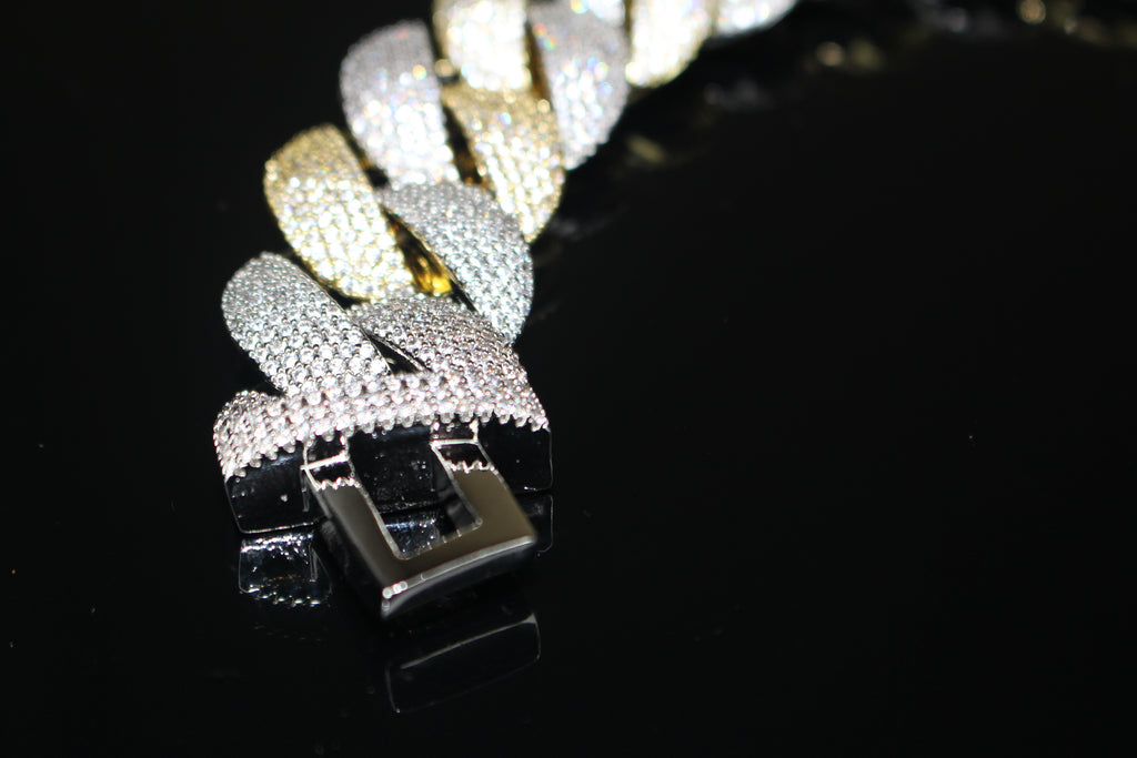 24mm XXL Cuban Miami 68.2ctw Lab Sim VVS1 Diamonds Bracelet - 2Tone Gold