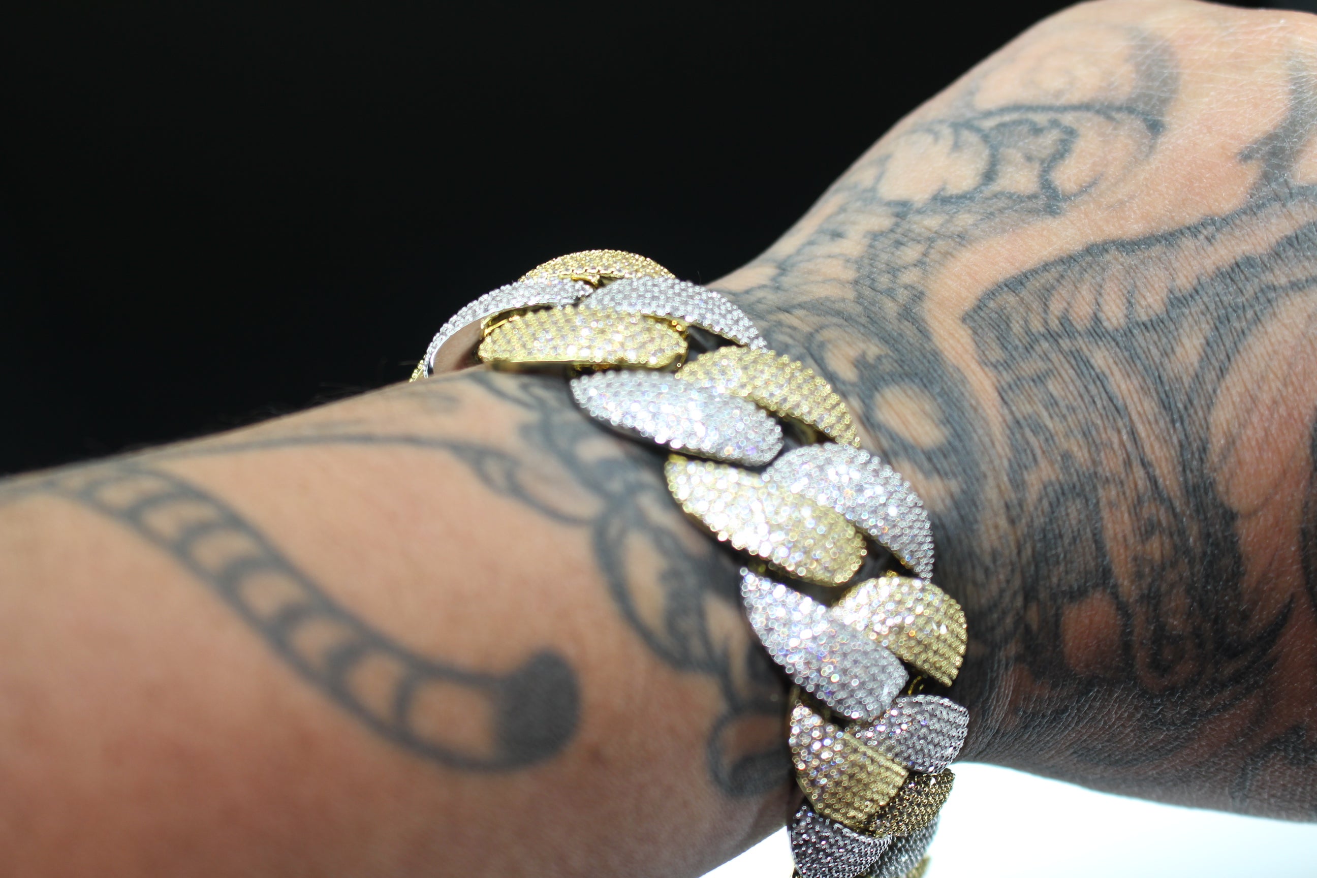 24mm XXL Cuban Miami 68.2ctw Lab Sim VVS1 Diamonds Bracelet - 2Tone Gold