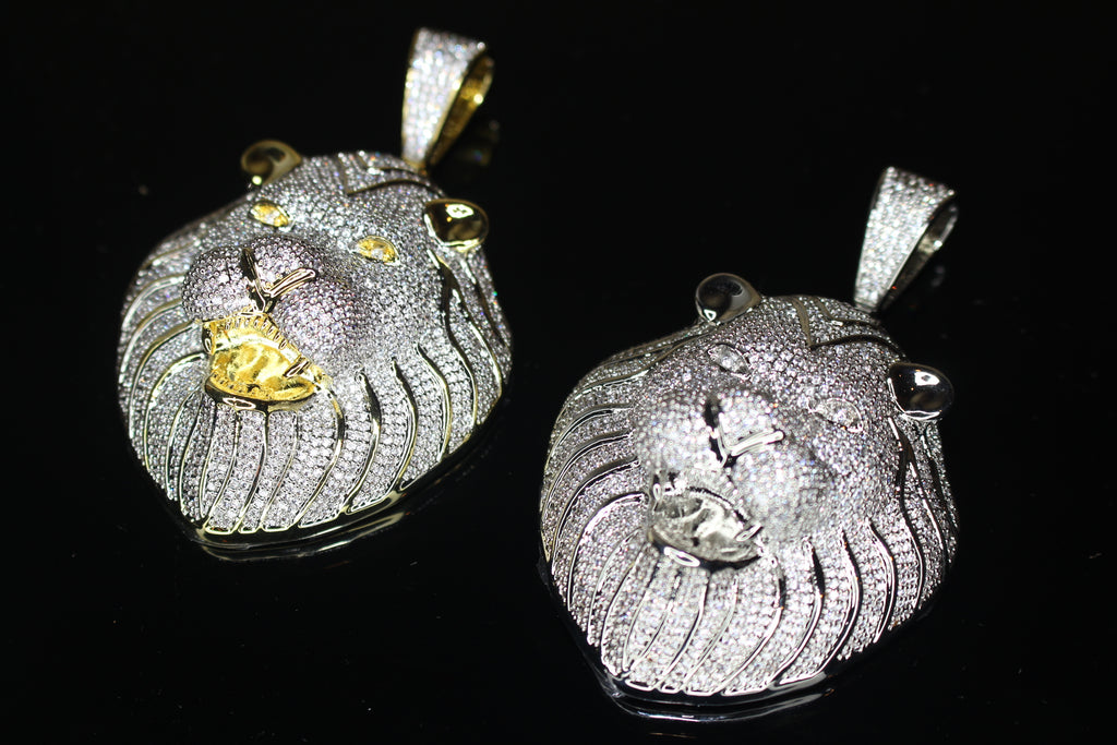 XL LION HEAD MASSIVE Pendant 12.5ct Lab Sim VVS1 Diamonds