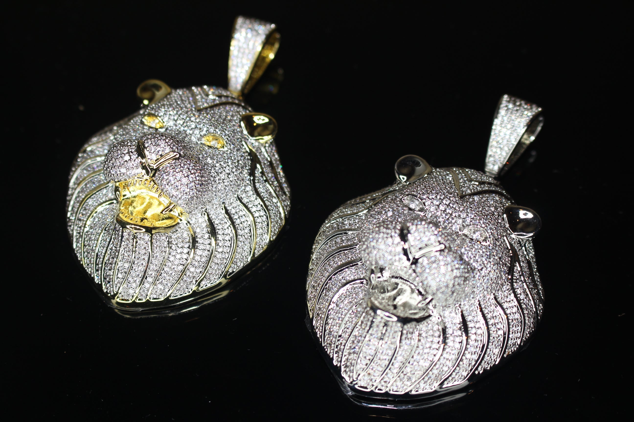 XL LION HEAD MASSIVE Pendant 12.5ct Lab Sim VVS1 Diamonds