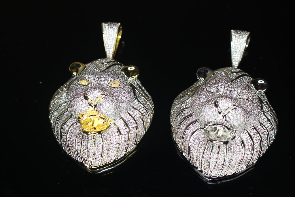 XL LION HEAD MASSIVE Pendant 12.5ct Lab Sim VVS1 Diamonds