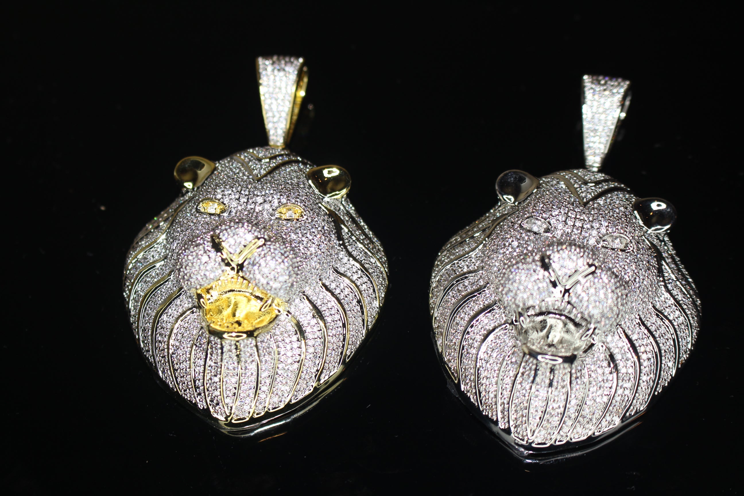 XL LION HEAD MASSIVE Pendant 12.5ct Lab Sim VVS1 Diamonds