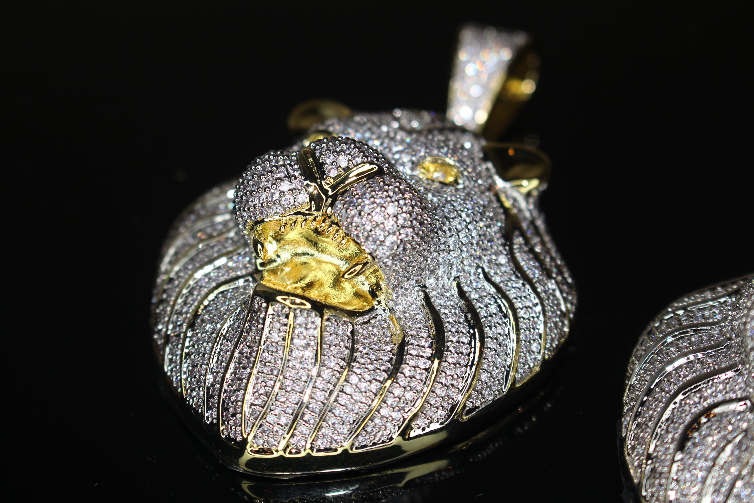 XL LION HEAD MASSIVE Pendant 12.5ct Lab Sim VVS1 Diamonds
