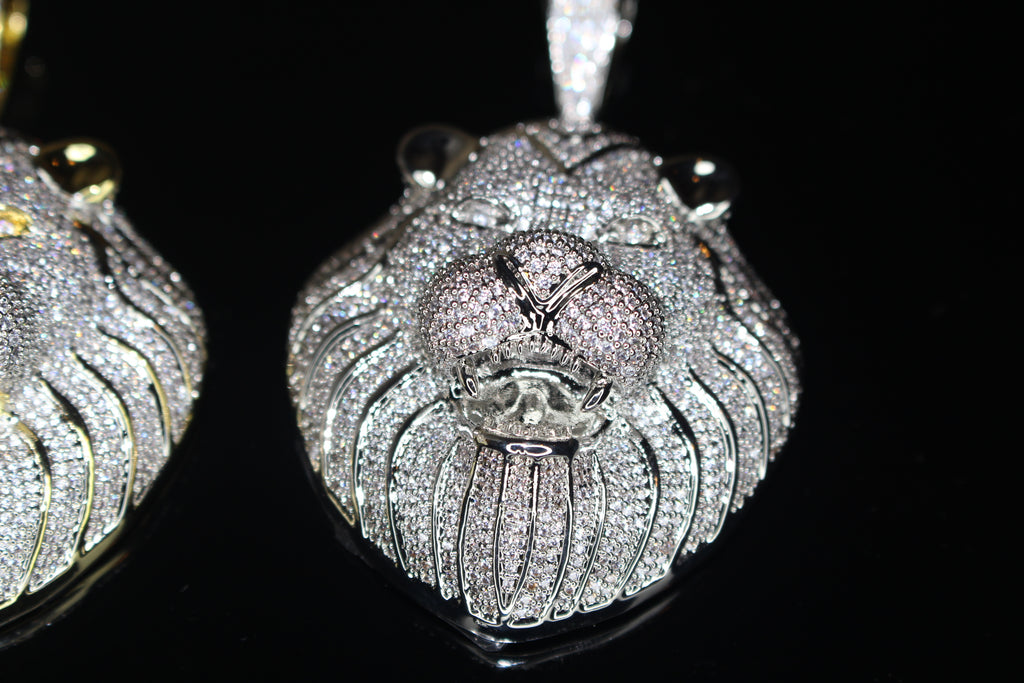 XL LION HEAD MASSIVE Pendant 12.5ct Lab Sim VVS1 Diamonds