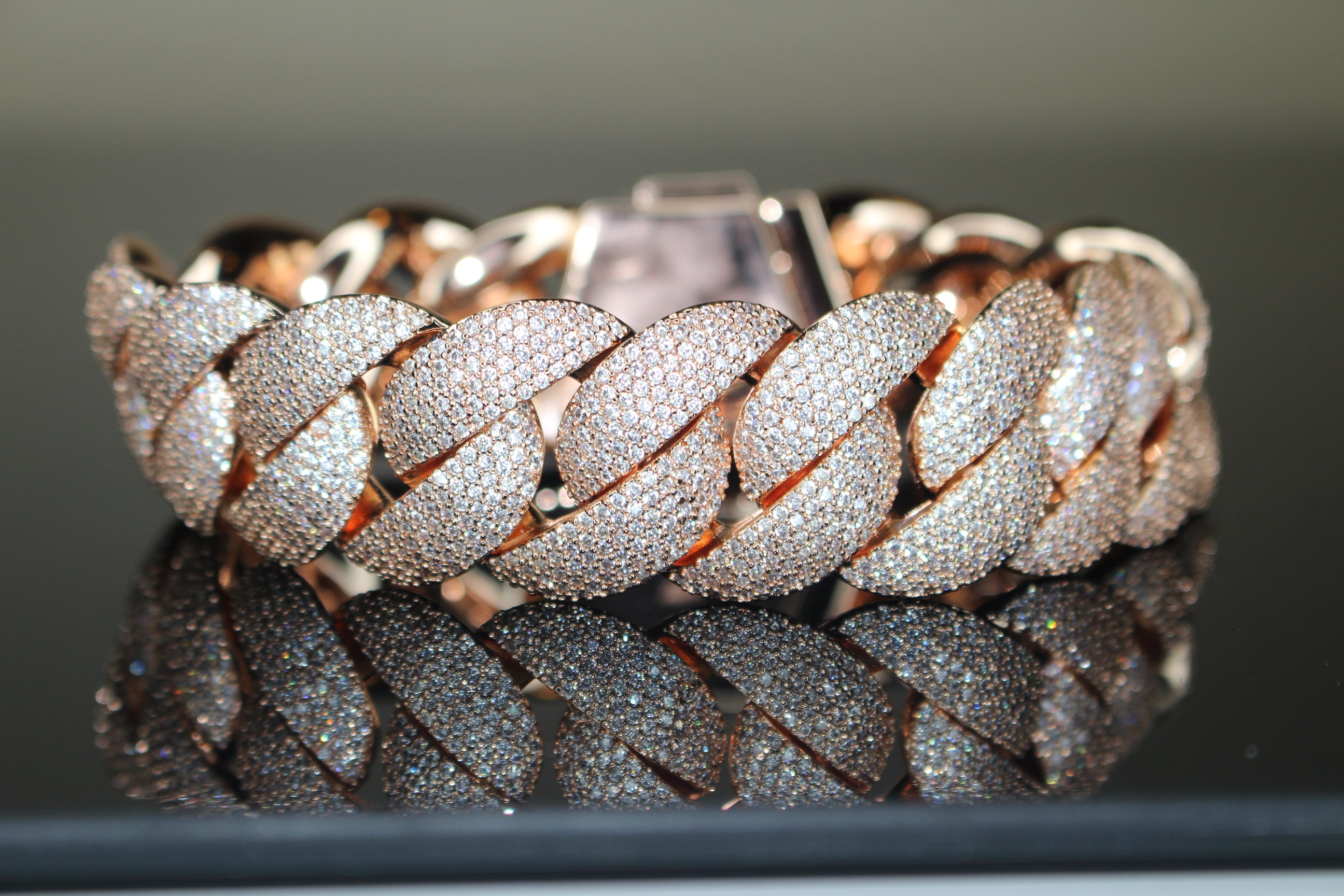 24mm XXL Cuban Miami 68.2ctw Lab Sim VVS1 Diamonds Bracelet - ROSE GOLD