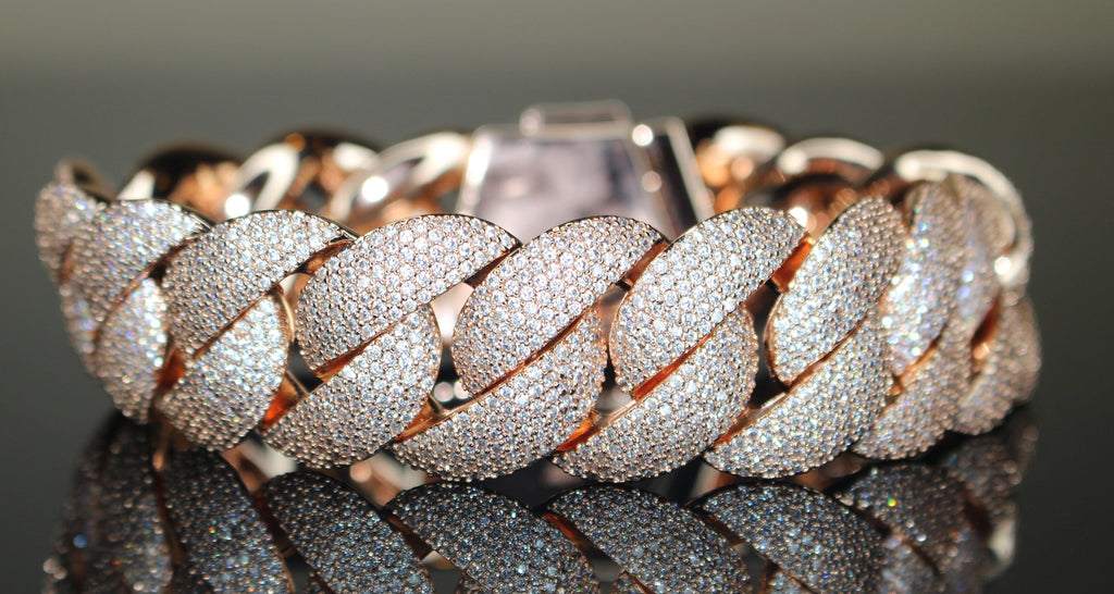 24mm XXL Cuban Miami 68.2ctw Lab Sim VVS1 Diamonds Bracelet - ROSE GOLD