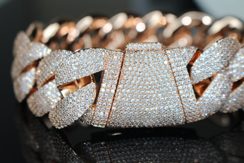 24mm XXL Cuban Miami 68.2ctw Lab Sim VVS1 Diamonds Bracelet - ROSE GOLD