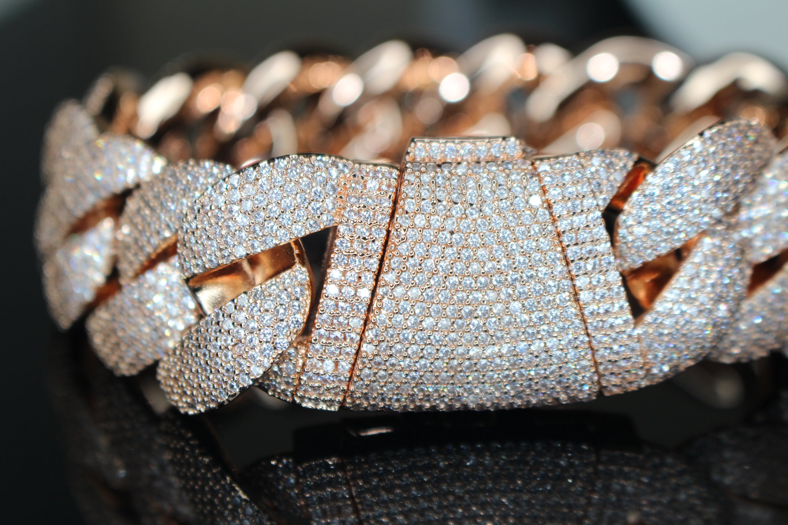 24mm XXL Cuban Miami 68.2ctw Lab Sim VVS1 Diamonds Bracelet - ROSE GOLD
