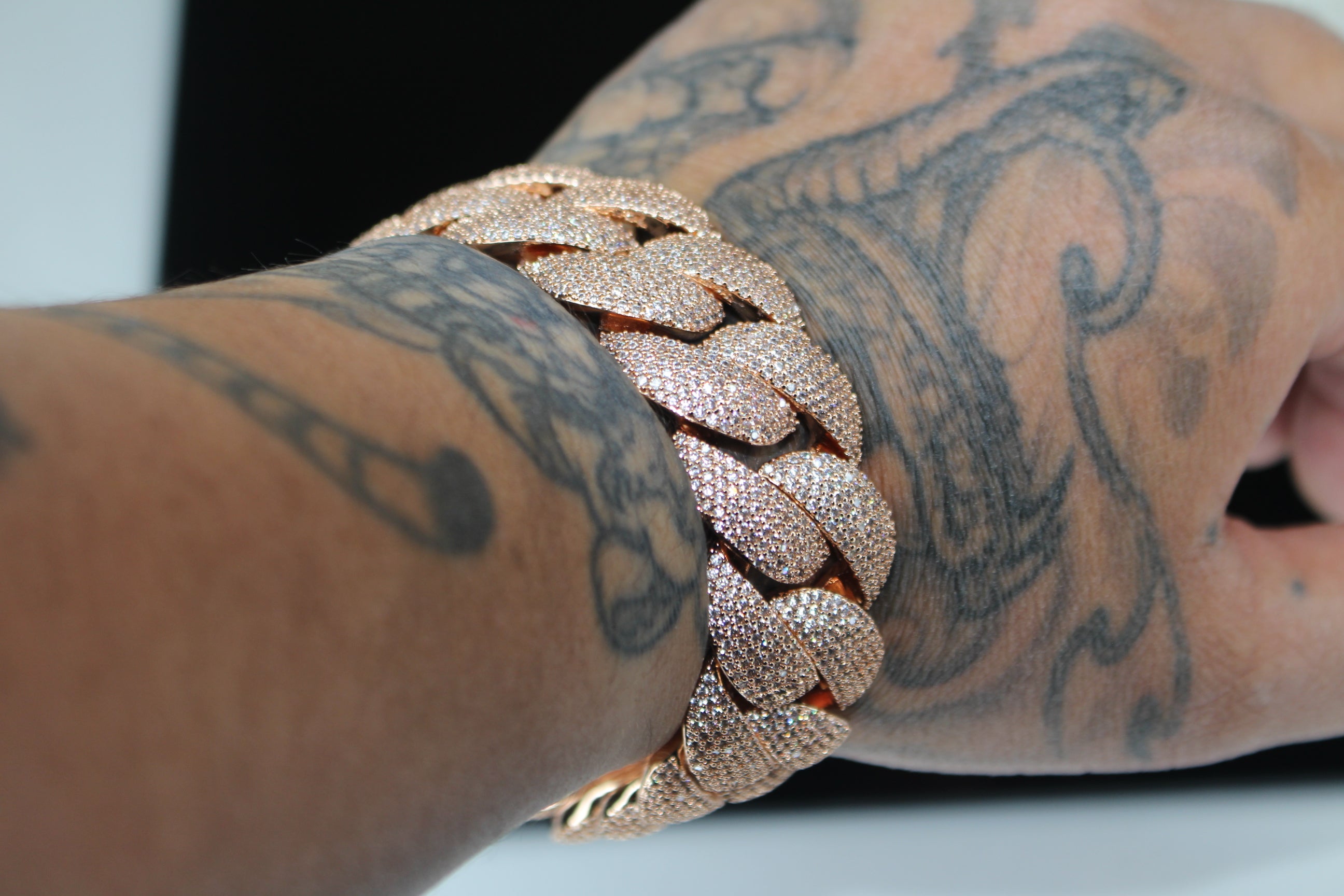 24mm XXL Cuban Miami 68.2ctw Lab Sim VVS1 Diamonds Bracelet - ROSE GOLD