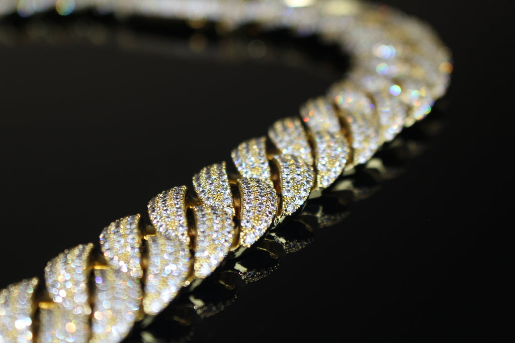 22mm Cuban Miami 156.2ctw Lab Sim Diamonds VVS1 Necklace - GOLD