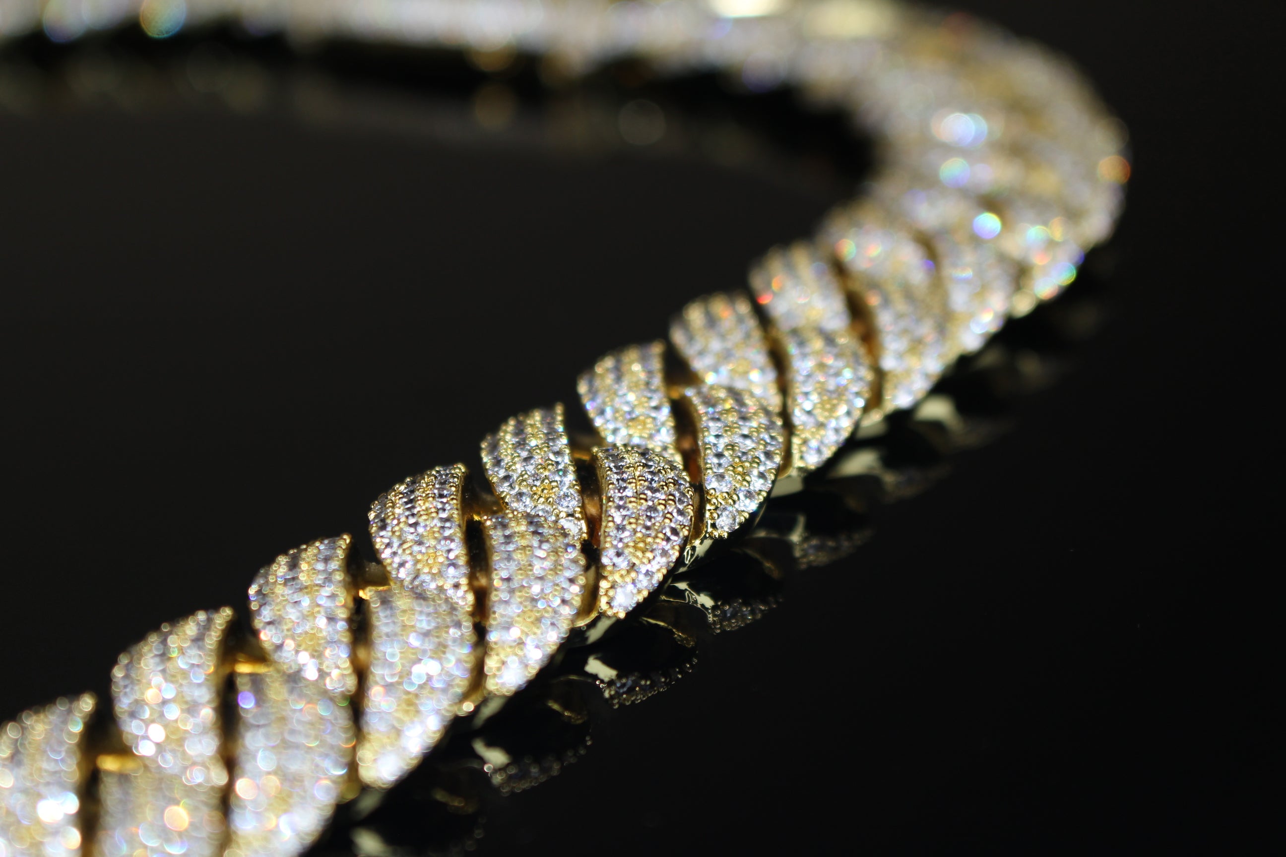 22mm Cuban Miami 156.2ctw Lab Sim Diamonds VVS1 Necklace - GOLD