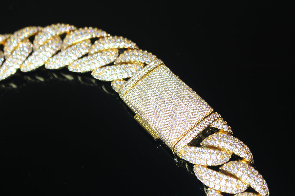 22mm Cuban Miami 156.2ctw Lab Sim Diamonds VVS1 Necklace - GOLD