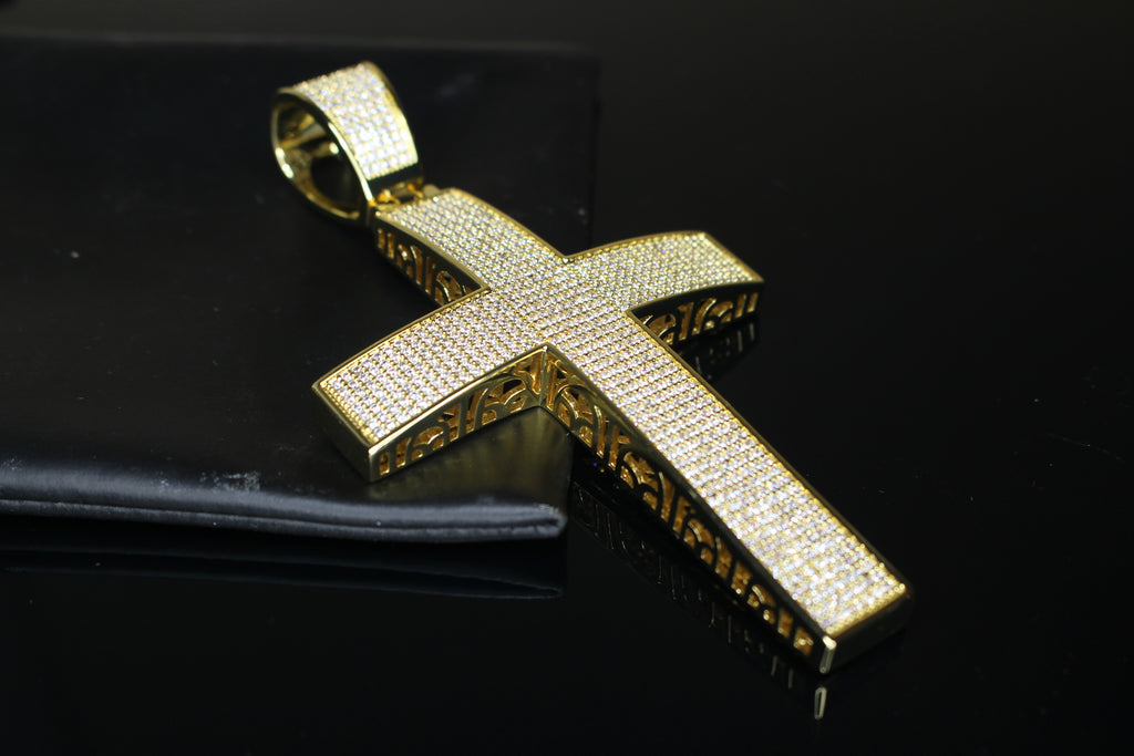 XL CROSS MASSIVE Pendant 12.6ct Lab Sim VVS1 Diamonds