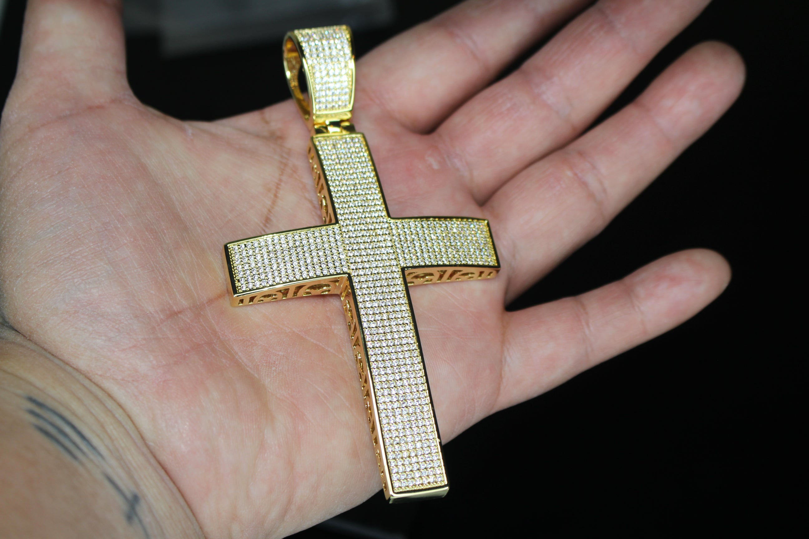 XL CROSS MASSIVE Pendant 12.6ct Lab Sim VVS1 Diamonds