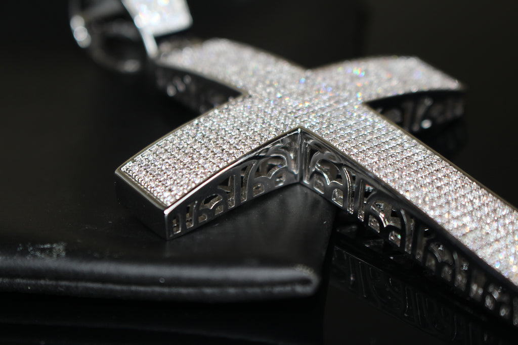XL CROSS MASSIVE Pendant 12.6ct Lab Sim VVS1 Diamonds
