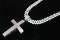 XL Cross Pendant 88.6ct Lab Sim VVS1 Diamond 14mm Cuban Prong Necklace