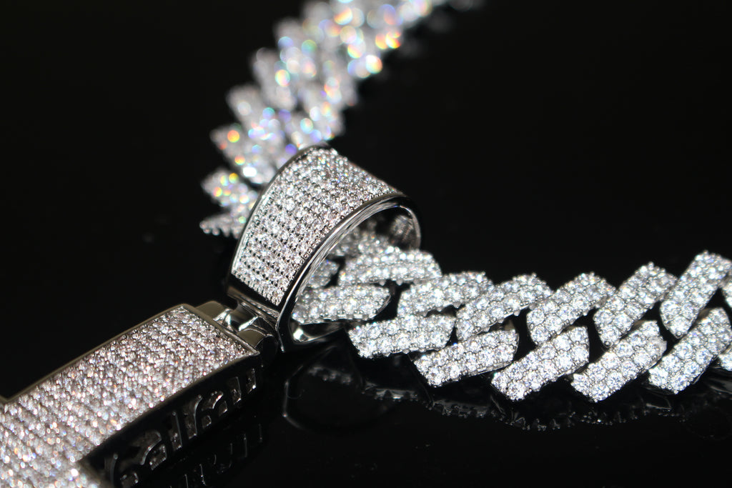 XL Cross Pendant 88.6ct Lab Sim VVS1 Diamond 14mm Cuban Prong Necklace
