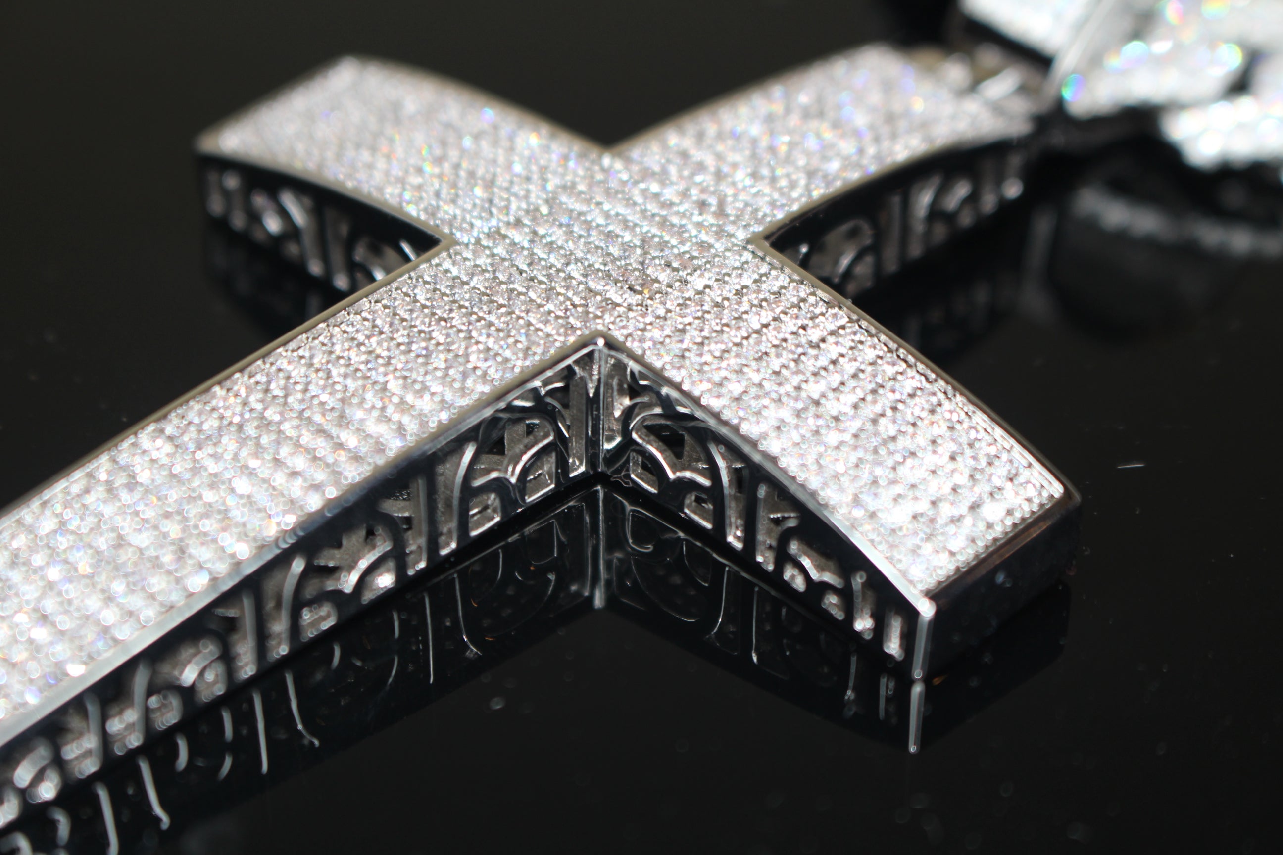 XL Cross Pendant 88.6ct Lab Sim VVS1 Diamond 14mm Cuban Prong Necklace