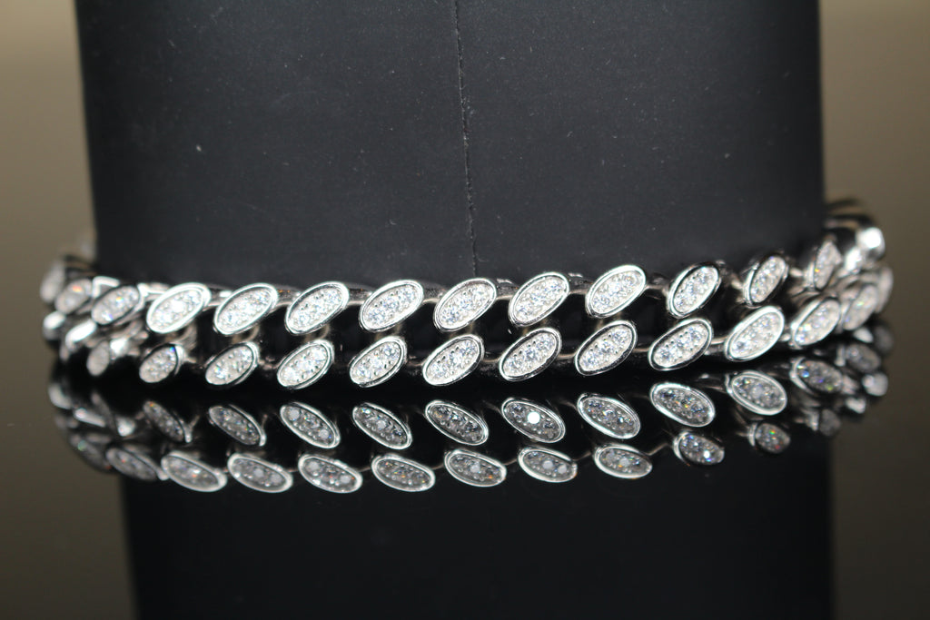 10mm Cuban Miami 925 Sterling Silver Bracelet 12ct Lab Sim VVS1 Diamond