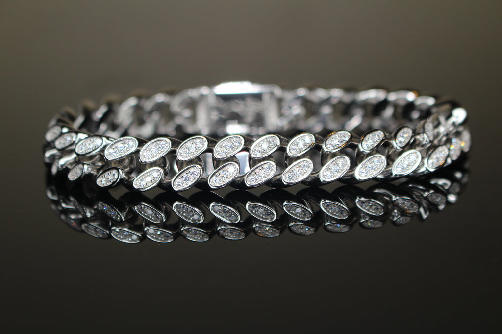 10mm Cuban Miami 925 Sterling Silver Bracelet 12ct Lab Sim VVS1 Diamond