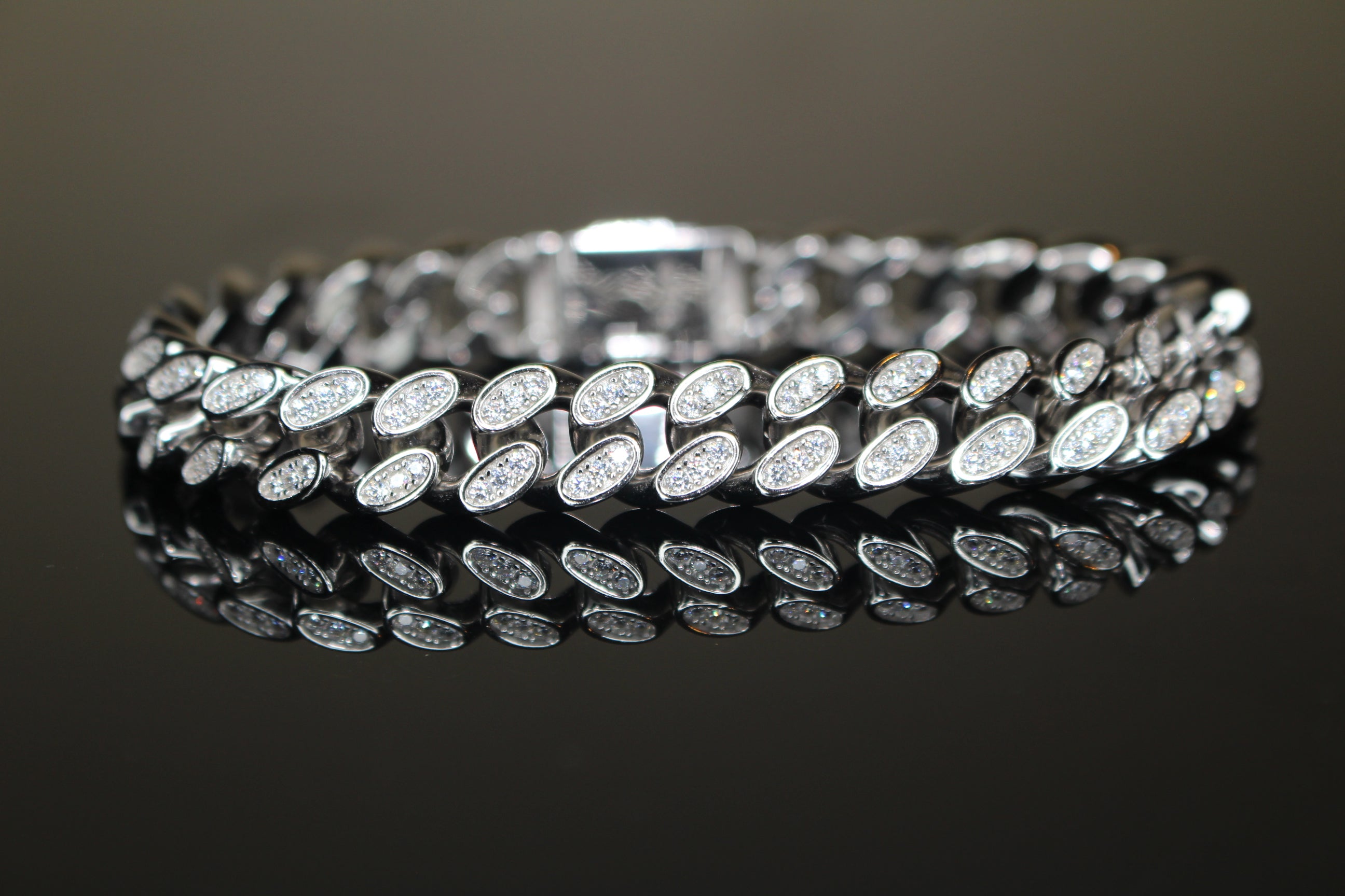 10mm Cuban Miami 925 Sterling Silver Bracelet 12ct Lab Sim VVS1 Diamond