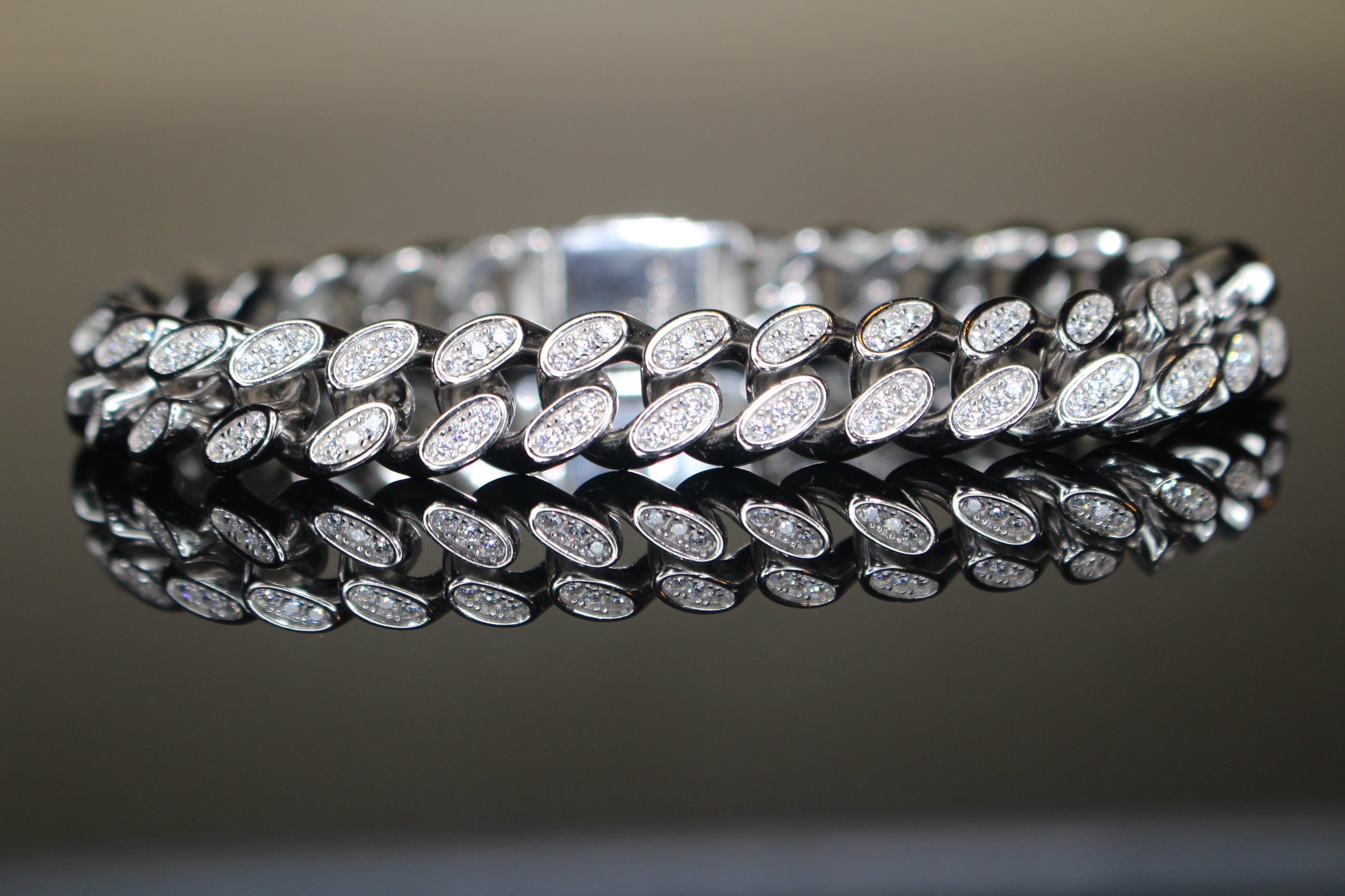 10mm Cuban Miami 925 Sterling Silver Bracelet 12ct Lab Sim VVS1 Diamond