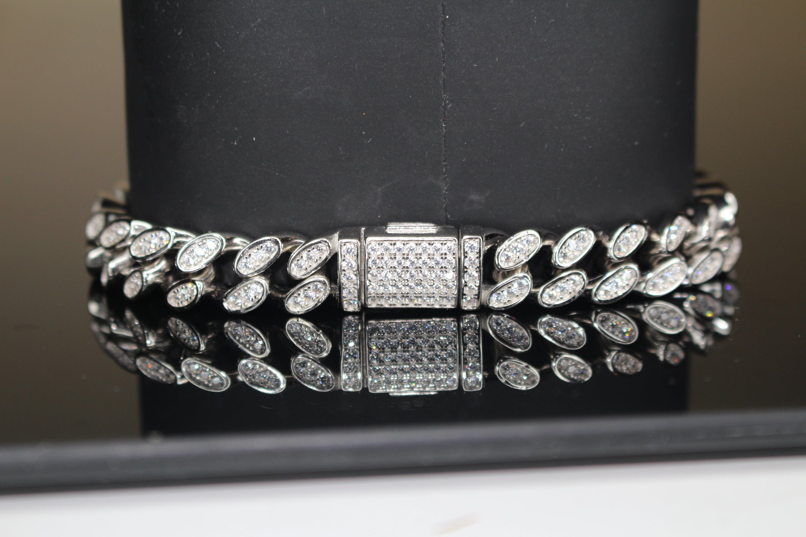 10mm Cuban Miami 925 Sterling Silver Bracelet 12ct Lab Sim VVS1 Diamond