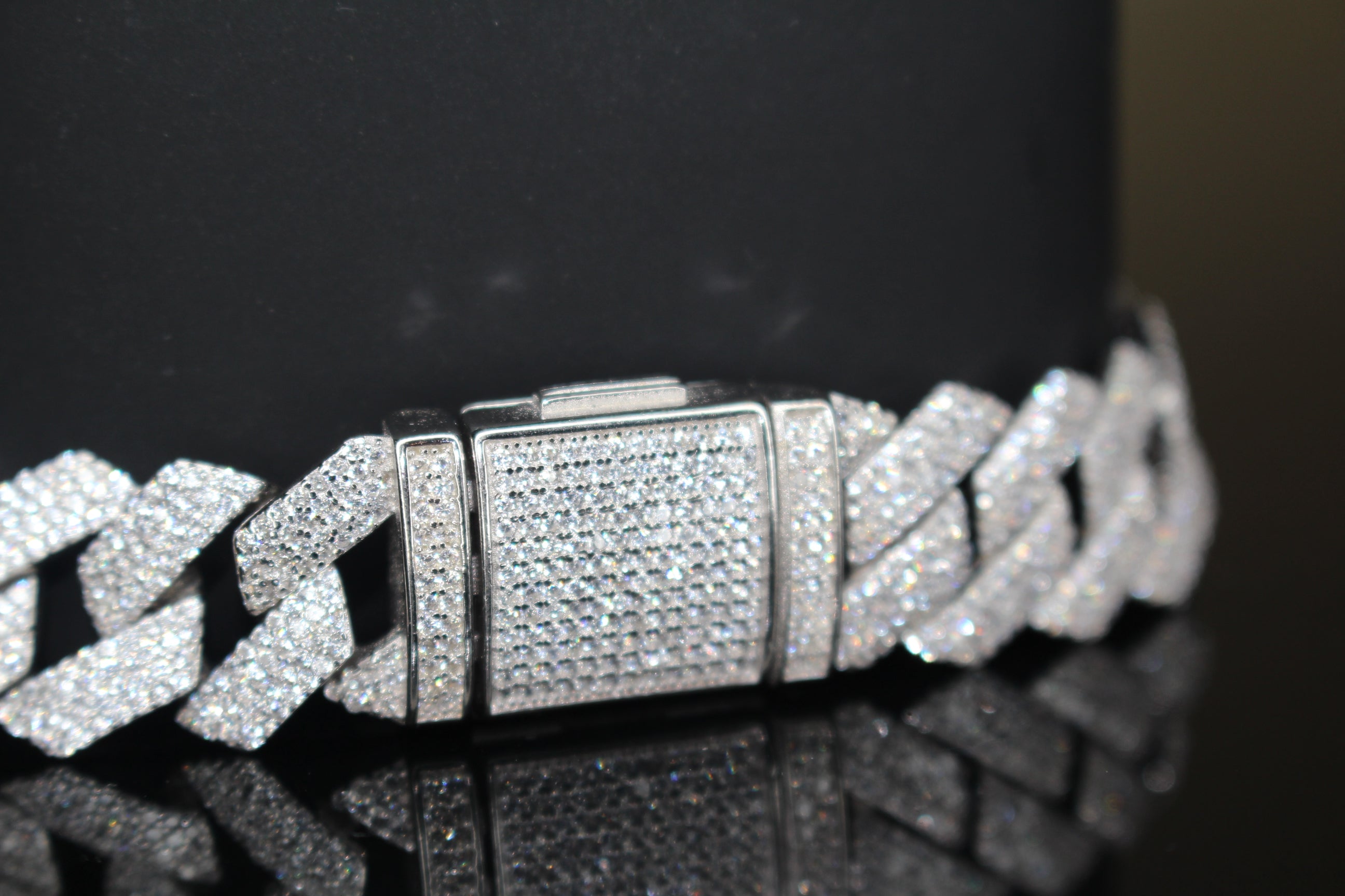 14mm Cuban Miami Prong 925 Sterling Silver Bracelet 15.6ct Lab Sim VVS1 Diamond