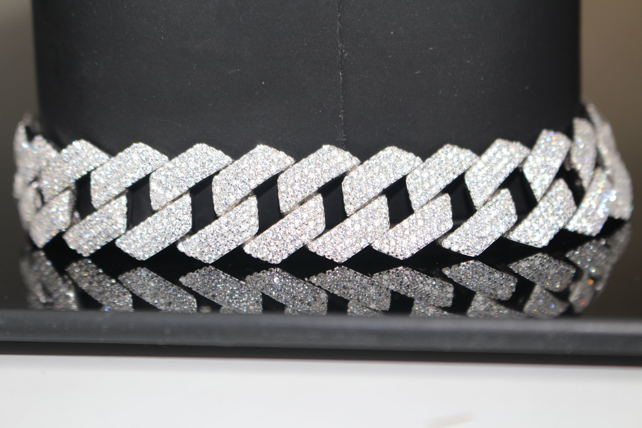 14mm Cuban Miami Prong 925 Sterling Silver Bracelet 15.6ct Lab Sim VVS1 Diamond