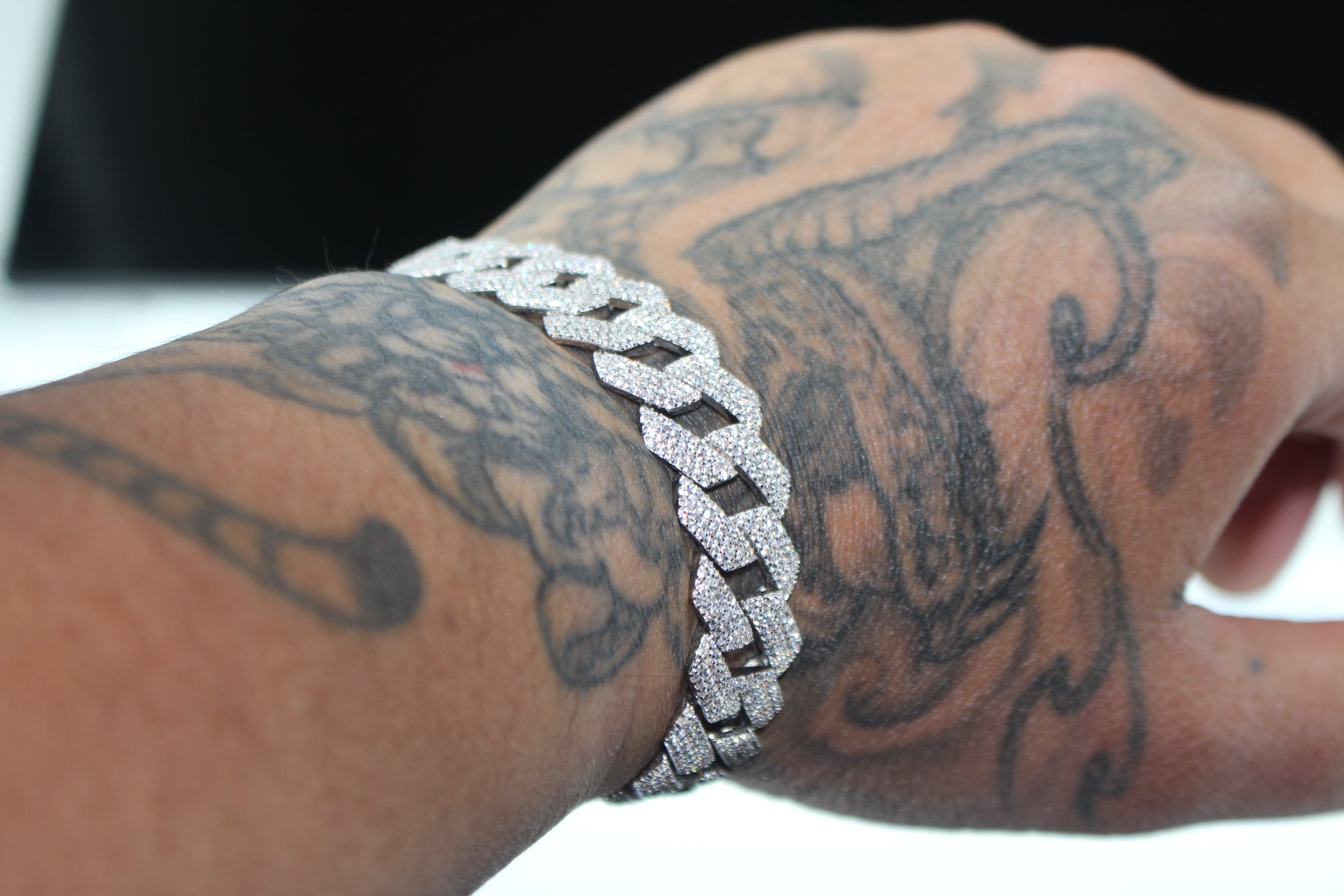 14mm Cuban Miami Prong 925 Sterling Silver Bracelet 15.6ct Lab Sim VVS1 Diamond